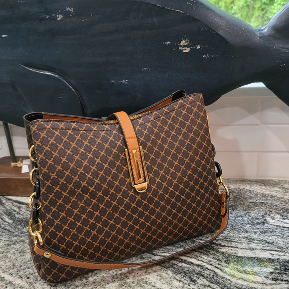 🏖️ NEW Coffee & Cognac Bucket Bag with Crossbody Strap - Picture 4 of 16